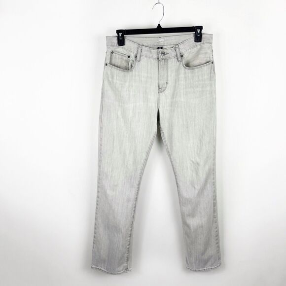 Gap Straight Fit Jeans Men's Light Grey 5 Pocket Faded Denim Size 35/32 - Picture 1 of 15